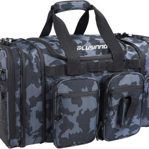 PLUSINNO Tackle Bag - Expandable Fishing Bag for Saltwater & Freshwater - Water Resistant Fishing Gear