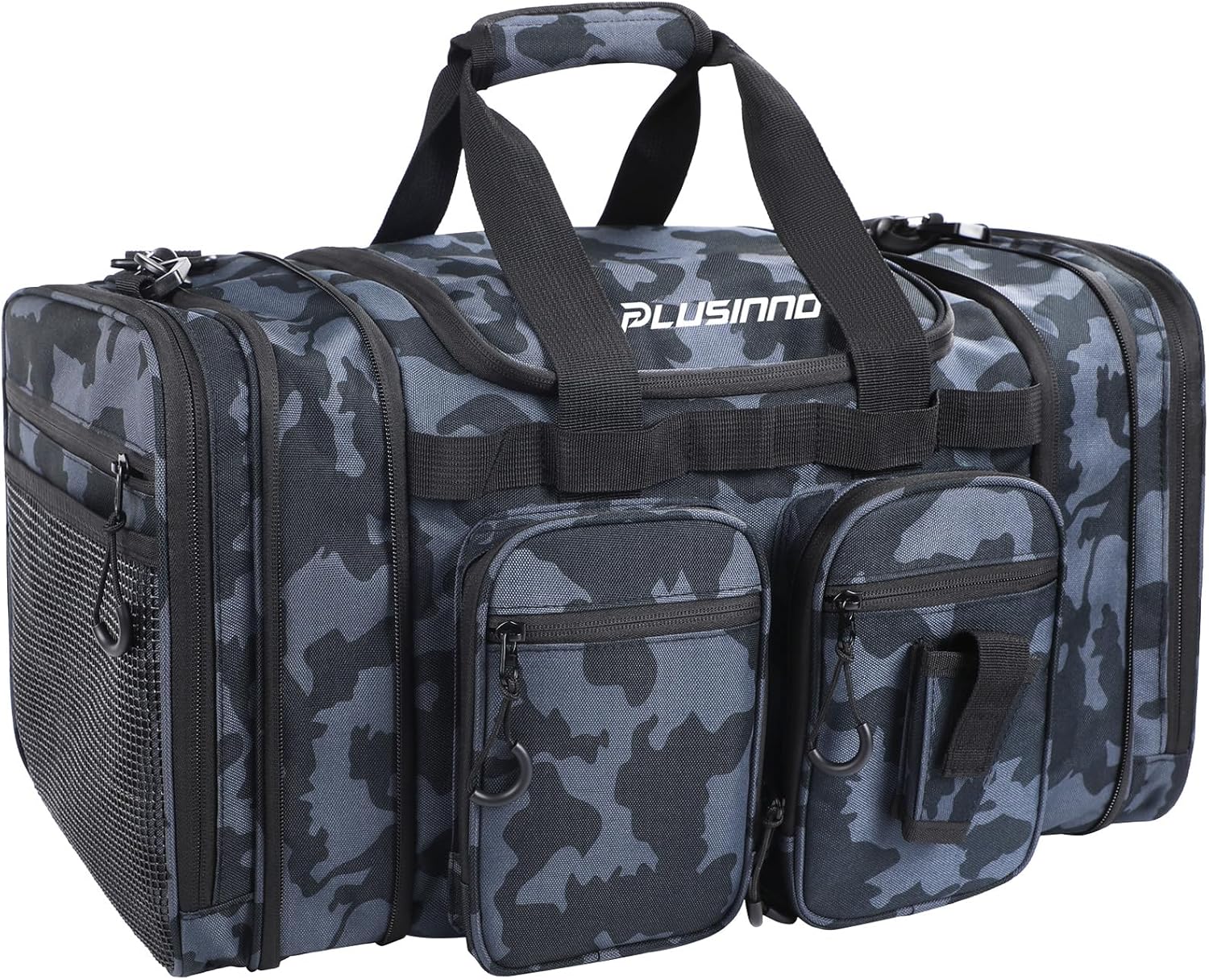 PLUSINNO Tackle Bag - Expandable Fishing Bag for Saltwater & Freshwater - Water Resistant Fishing Gear
