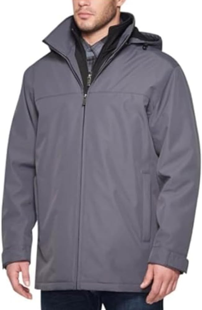 Men’s Ultra Tech Removable Fleece Lined Hood Jacket (LARGE, GRAY)