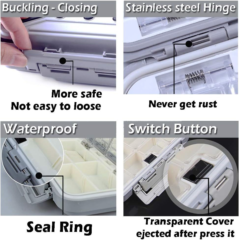 YUKI Fishing Lure Boxes, Bait Storage Case Fishing Tackle Storage Trays Accessory Boxes Thicker Plastic Hooks Organizer for Vest Casting Fly Fishing - Image 4