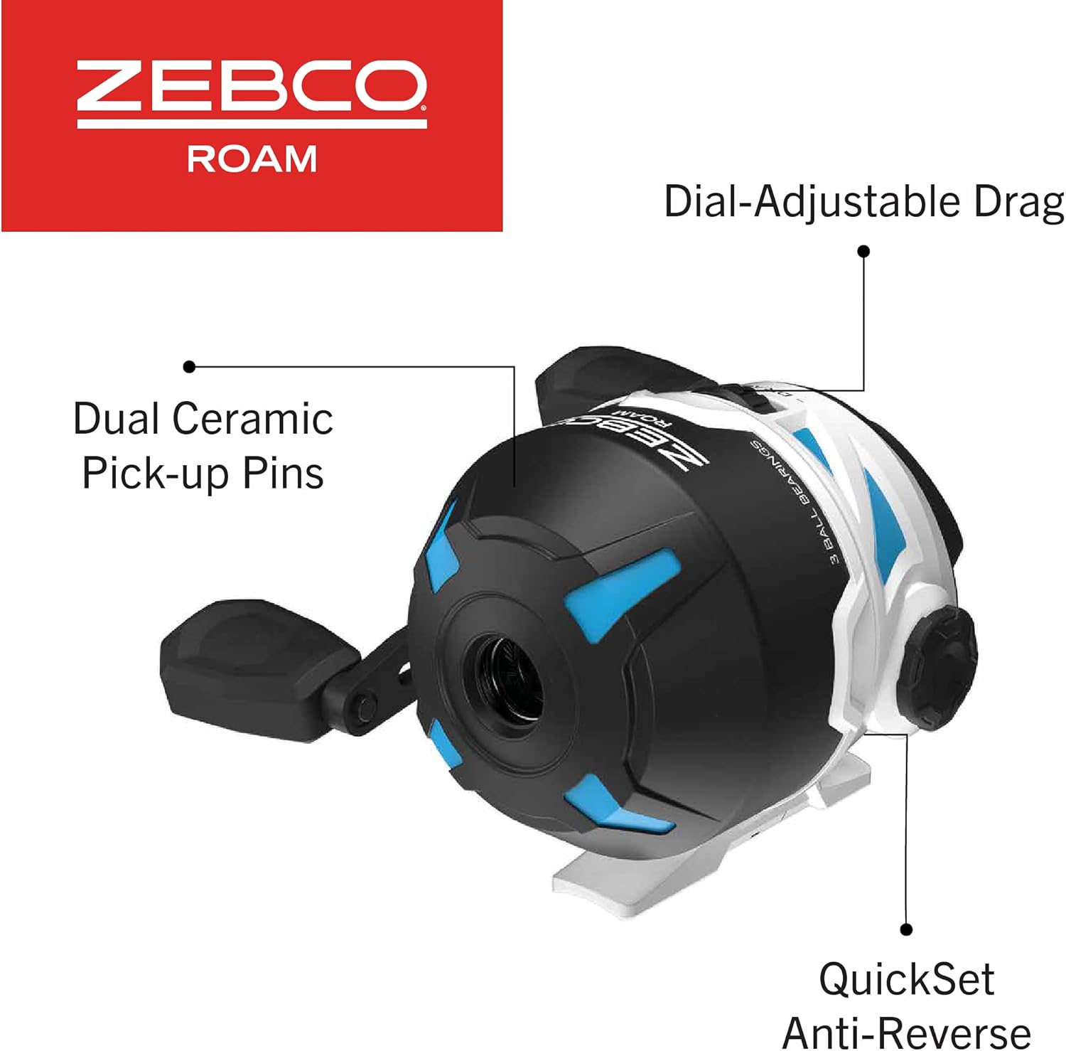 Zebco Roam Spincast Reel and Fishing Rod Combo, 6-Foot Fiberglass Rod with ComfortGrip Rod Handle, All-Metal Gear Fishing Reel with Soft-Touch Handle Knobs, 30, Blue, 2-Piece - Image 5